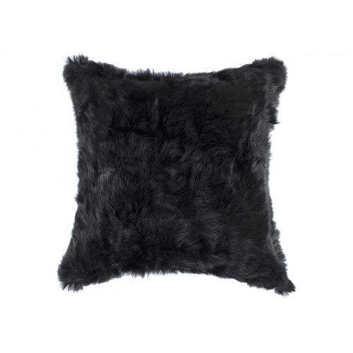 5" X 18" X 18" 100% Natural Rabbit Fur Black Pillow (358156)