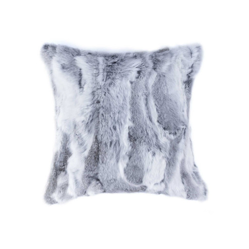 5" X 18" X 18" 100% Natural Rabbit Fur Grey Pillow (358157)