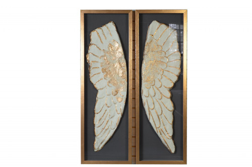 51" X 2" X 47" White And Gold, Glass - Shadow Box (342812)