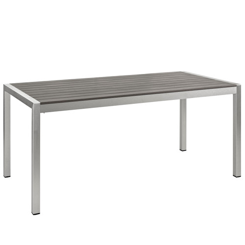 Shore Outdoor Patio Aluminum Dining Table EEI-2251-SLV-GRY