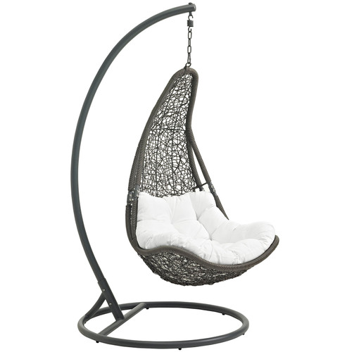 Abate Outdoor Patio Swing Chair With Stand EEI-2276-GRY-WHI-SET
