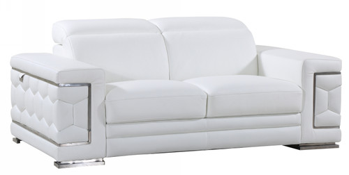 71" Sturdy White Leather Loveseat (329594)