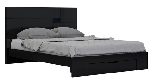 72'' X 85'' X 43'' Modern California King Black High Gloss Bed (343924)