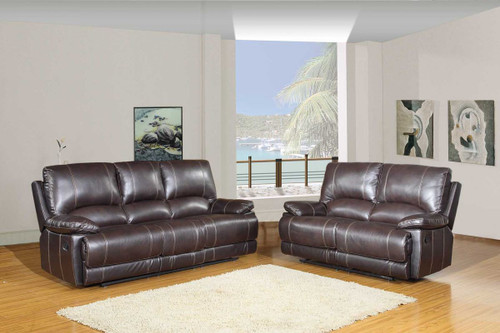 76'' X 40'' X 41'' Modern Brown Leather Sofa And Loveseat (343890)