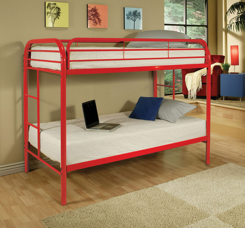 78" X 41" X 60" Twin Over Twin Red Metal Tube Bunk Bed (285199)