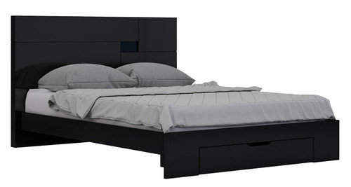 79'' X 80'' X 43'' 4Pc Eastern King Modern Black High Gloss Bedroom Set (343986)