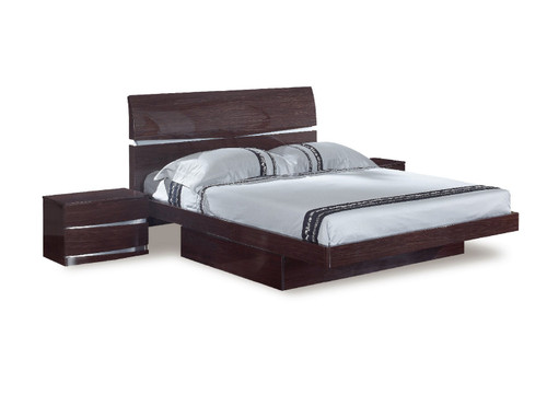 80'' X 79'' X 42.5'' Modern Eastern King Wenge High Gloss Bed (343922)