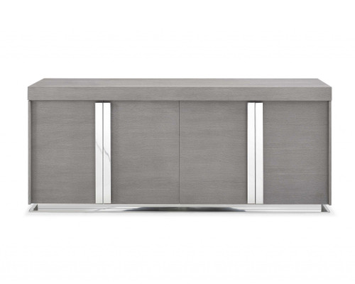 Buffet In Gray Oak Veneer And Polished Stainless Steel (320854)