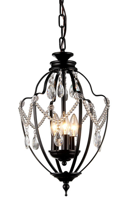 Kennedy 3-Light Black-Finish 11-Inch Crystal Chandelier (320320)