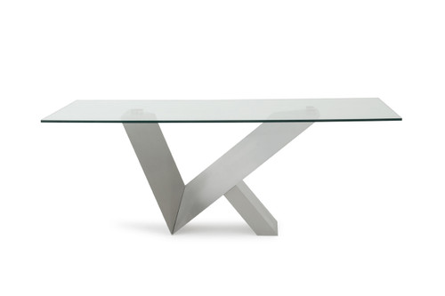 Modern Glass & Stainless Steel Dining Table (283368)