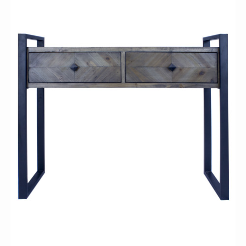 Modern Industrial Wood Console Table With 2 Drawers, 39.75", Grey (328685)
