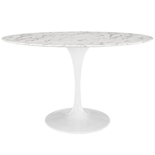 Lippa 54" Oval Artificial Marble Dining Table EEI-1134-WHI