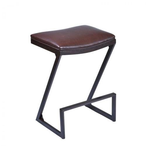 Bar Height Barstool In Auburn Bay Finish With Brown Faux Leather (LCAT30BABR)
