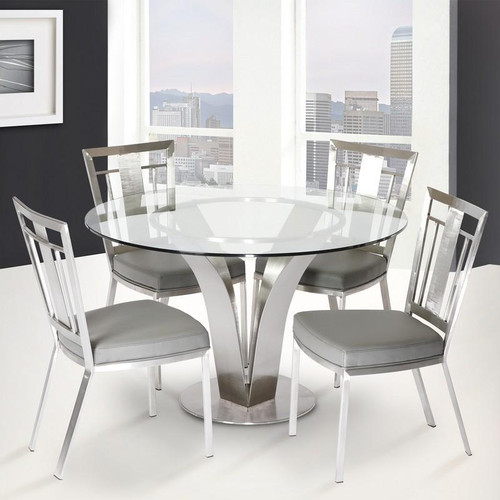 Cleo Gray Dining Chair - Stainless Steel Set Of 2 (LCCLCHGRB201)