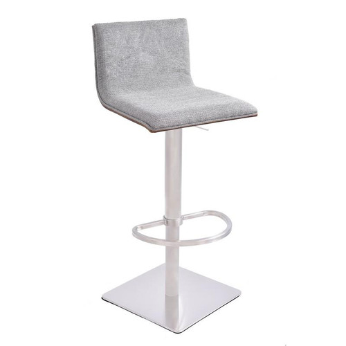 Crystal Barstool - Brushed Steel With Grey Fabric Upholstery (LCCRBAGRF)
