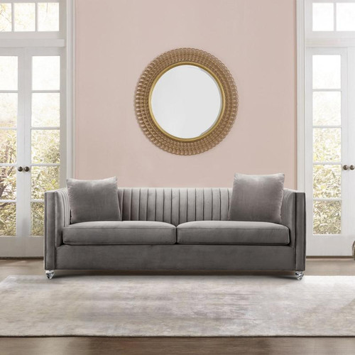 Emperor Contemporary Sofa With Acrylic Finish, Beige Fabric (LCEP3BG)