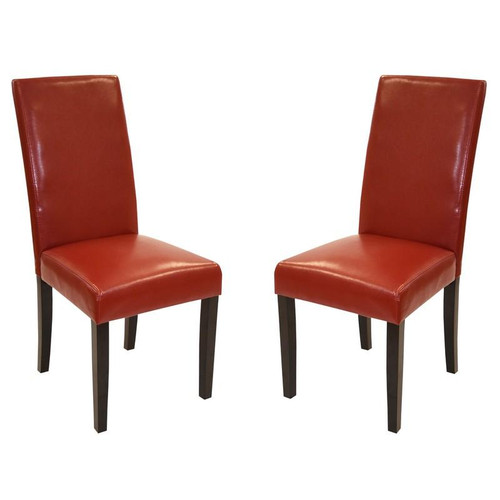 Md-014 Red Bonded Leather Side Chair-(Set Of 2) - (LCMD014SIRE)