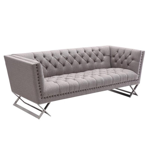 Odyssey Sofa In Brushed Steel Finish W/ Gray Tweed Upholstery (LCOD3GR)