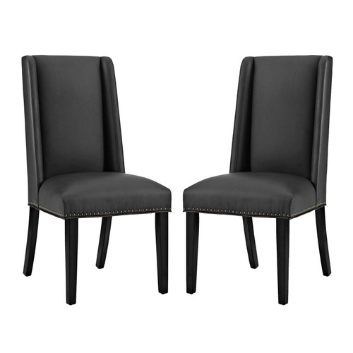 Baron Dining Chair Vinyl Set Of 2 EEI-2747-BLK-SET