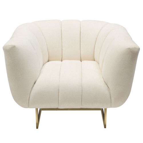 Venus Cream Fabric Chair W/ Contrasting Pillows & Gold Finished Metal Base By Diamond Sofa VENUSCHCM