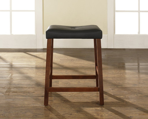 Upholstered Saddle Seat Classic Cherry Bar Stool - 24" (Set Of 2) (CF500224-CH)
