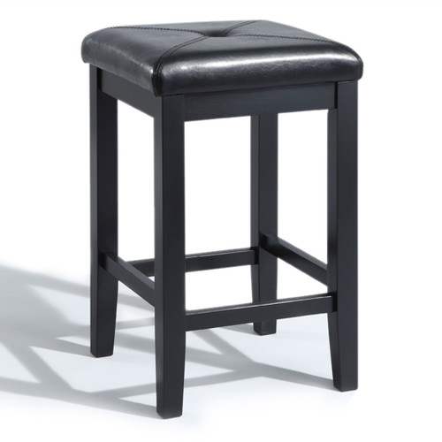 Upholstered Square Seat Black Bar Stool - 24" (Set Of 2) (CF500524-BK)