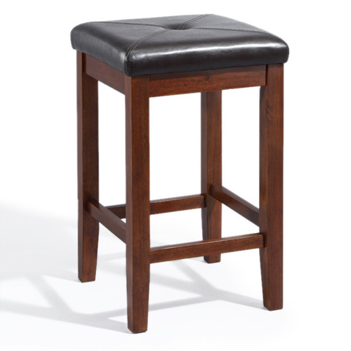 Upholstered Square Seat Mahogany Bar Stool - 24" (Set Of 2) (CF500524-MA)