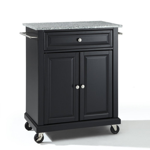 Solid Granite Top Portable Kitchen Island - Black (KF30023EBK)