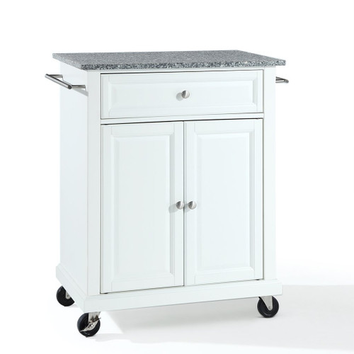 Solid Granite Top Portable Kitchen Island - White (KF30023EWH)