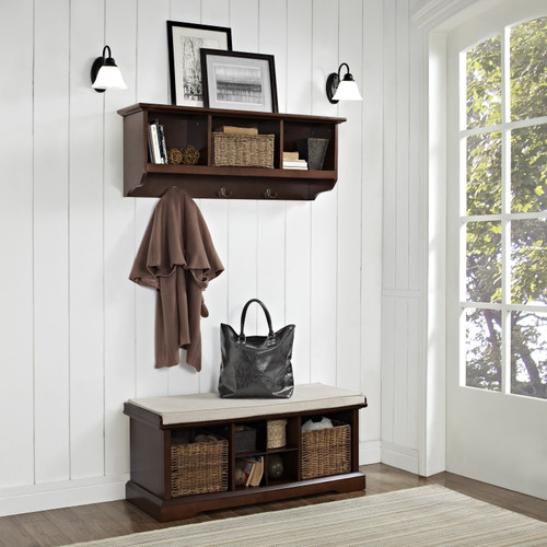 Brennan 2 Piece Entryway Bench And Shelf Set - Mahogany (KF60001MA)