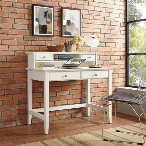 Campbell Writing Desk With Hutch - White (KF65004WH)