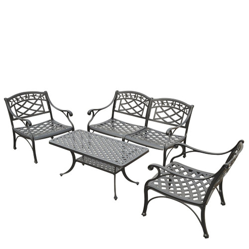 Sedona 4 Piece Cast Aluminum Outdoor Conversation Seating Set (KO60001BK)