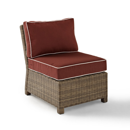 Bradenton Outdoor Wicker Sectional Center Chair With Sangria Cushions (KO70017WB-SG)
