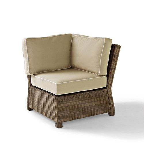 Bradenton Outdoor Wicker Sectional Corner Chair With Sand Cushions (KO70018WB-SA)