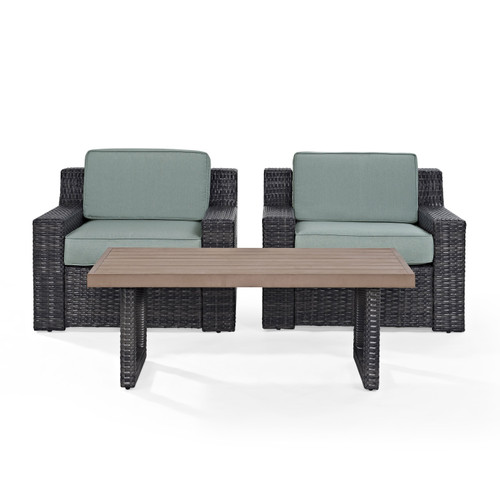 Beaufort 3 Piece Outdoor Wicker Seating Set With Mist Cushion (KO70099BR)