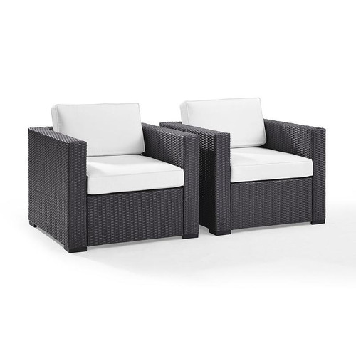 Biscayne 2 Person Outdoor Wicker Seating Set - White (KO70103BR-WH)