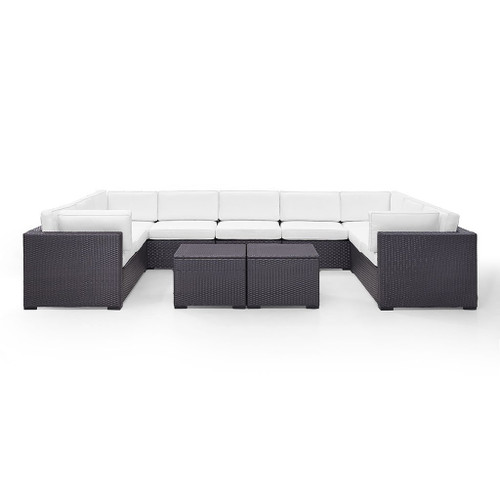 Biscayne 9 Person Outdoor Wicker Seating Set - White (KO70112BR-WH)