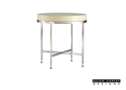Galleria Round White Top Stainless Steel End Table (20601-02)