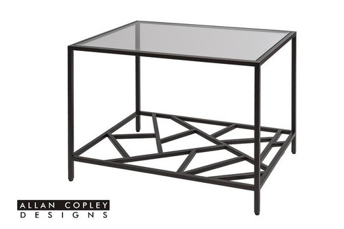 Cracked Ice Metal End Table With Glass Top (21401-02-DB)
