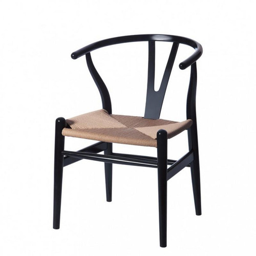 Wishbone W Chair - Black Frame/Natural Rattan Mm-Ws-001 (MM-WS-001-Black)
