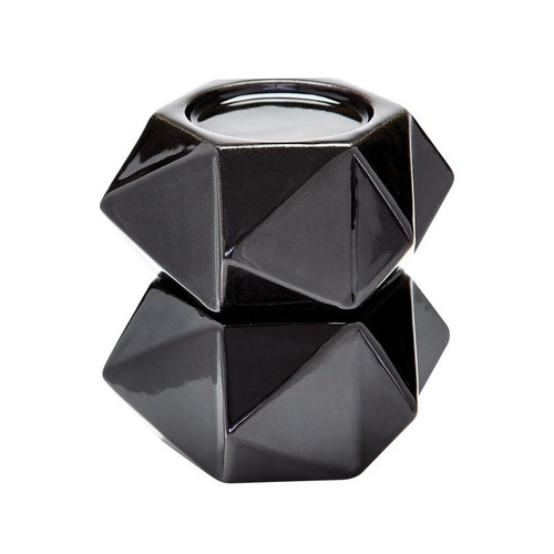 Large Ceramic Star Candle Holders -Black. Set Of 2 (857126/S2)