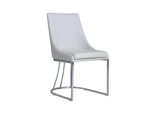 Creek White Eco-Leather / Stainless Legs Dining Chair (CB-F3185-W)