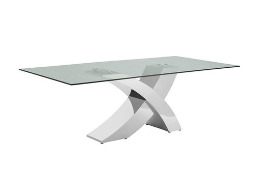 Geneva Chrome / Clear Glass Dining Table (CB-T034)