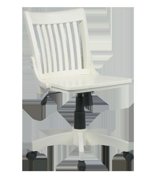 Deluxe Armless Wood Bankers Chair With Wood Seat White (101ANW)