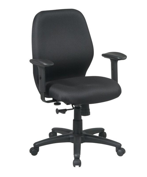 Mid Back Black Office Chair With Soft Padded Arms (3121-231)