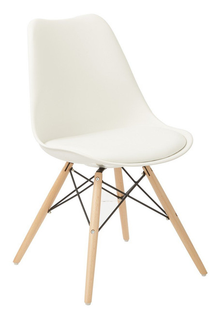 Allen Guest Chair In White With Natural Wood Base (ALNWG-11)