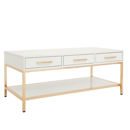 Alios Cocktail Table W/ White Gloss Finish & Gold Chrome Plated Base (ALS12-WH)