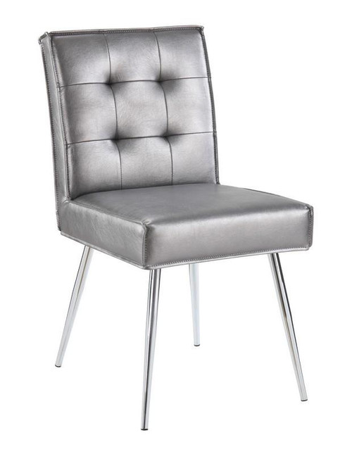 Amity Tuffed Dining Chair In Sizzle Pewter Fabric (AMTD-S52)