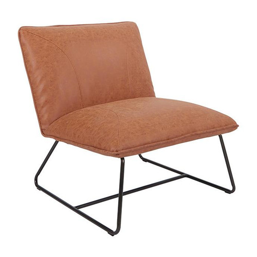 Brocton Chair In Sand Faux Leather With Gunmetal Frame (BRC51-P42)