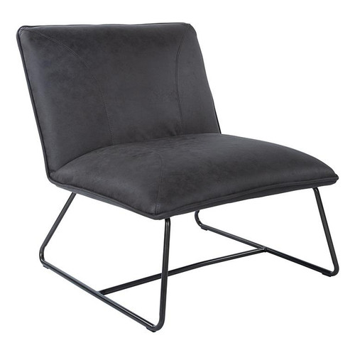 Brocton Chair In Charcoal Faux Leather With Gunmetal Frame (BRC51-P43)